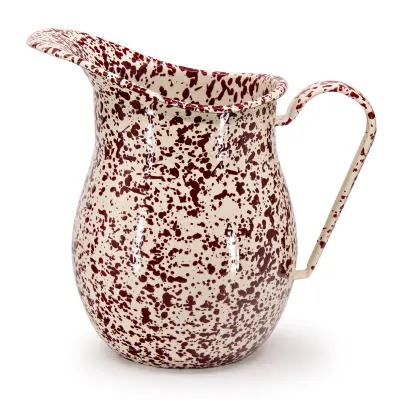 Splatter Large Pitcher Burgundy and Cream