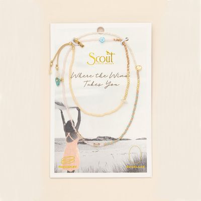 Mixed Media Wrap Tranquility/Turquoise/Gold