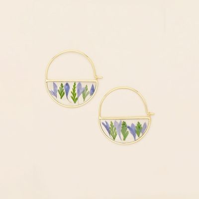 Pressed Flower Hoop Purple Cornflower/Gold