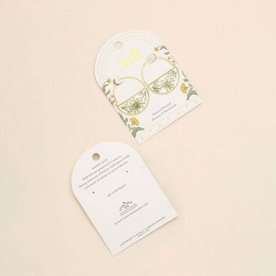 Pressed Flower Hoop White Lace Flower Gold