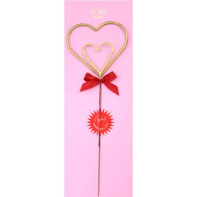 Grande 12" &amp; 8" Gold Heart Sparkler Wand - Double Heart
