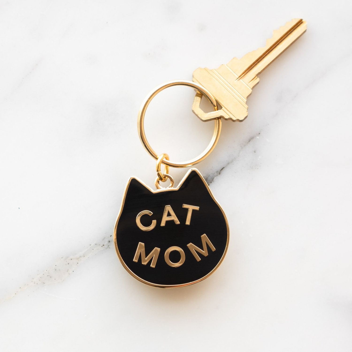 Cat Mom Keychain Gold/Black