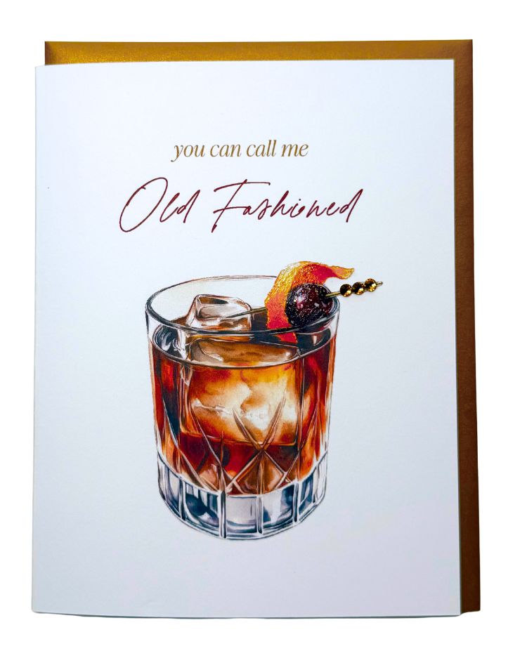 "Old Fashioned" Cocktail Birthday Greeting Card