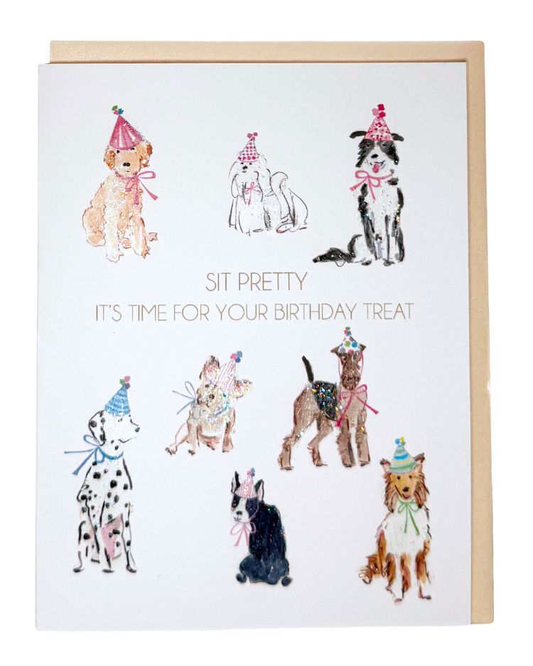 "Sit Pretty'' Dog Birthday Greeting Card