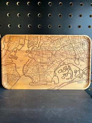 Brooklyn Cherry 9x5.5 Custom Etched - U.S. City / Town Map - Modern Trays