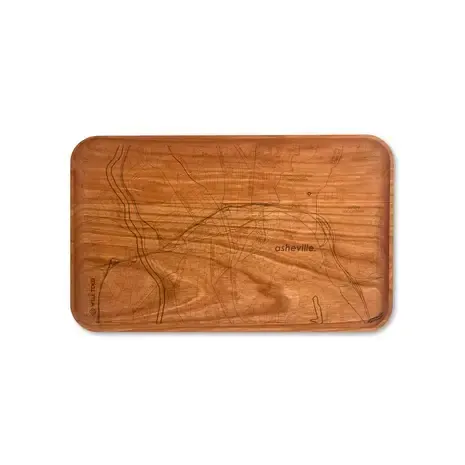 Brooklyn Cherry 9x5.5 Custom Etched - U.S. City / Town Map - Modern Trays