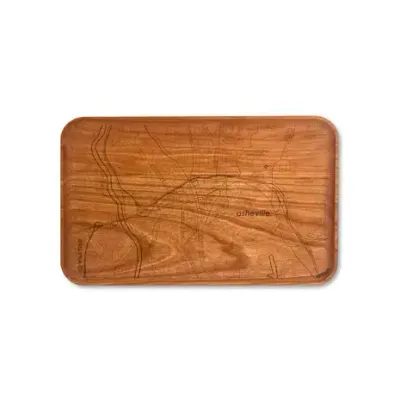 Brooklyn Cherry 9x5.5 Custom Etched - U.S. City / Town Map - Modern Trays