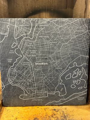 Brooklyn Serving Slate 12x12 Custom Etched - U.S. City / Town Map