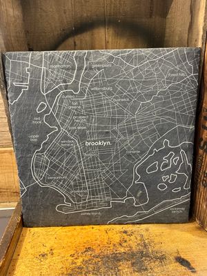 Brooklyn Serving Slate 12x12 Custom Etched - U.S. City / Town Map