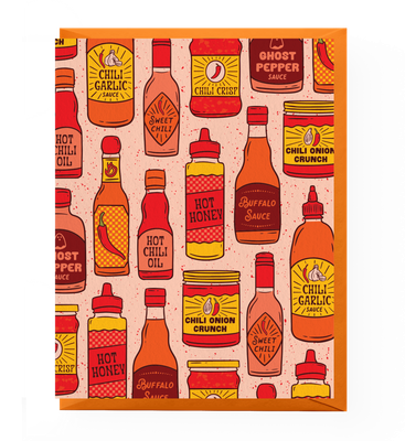 Hot Sauce Patterned Greeting Card