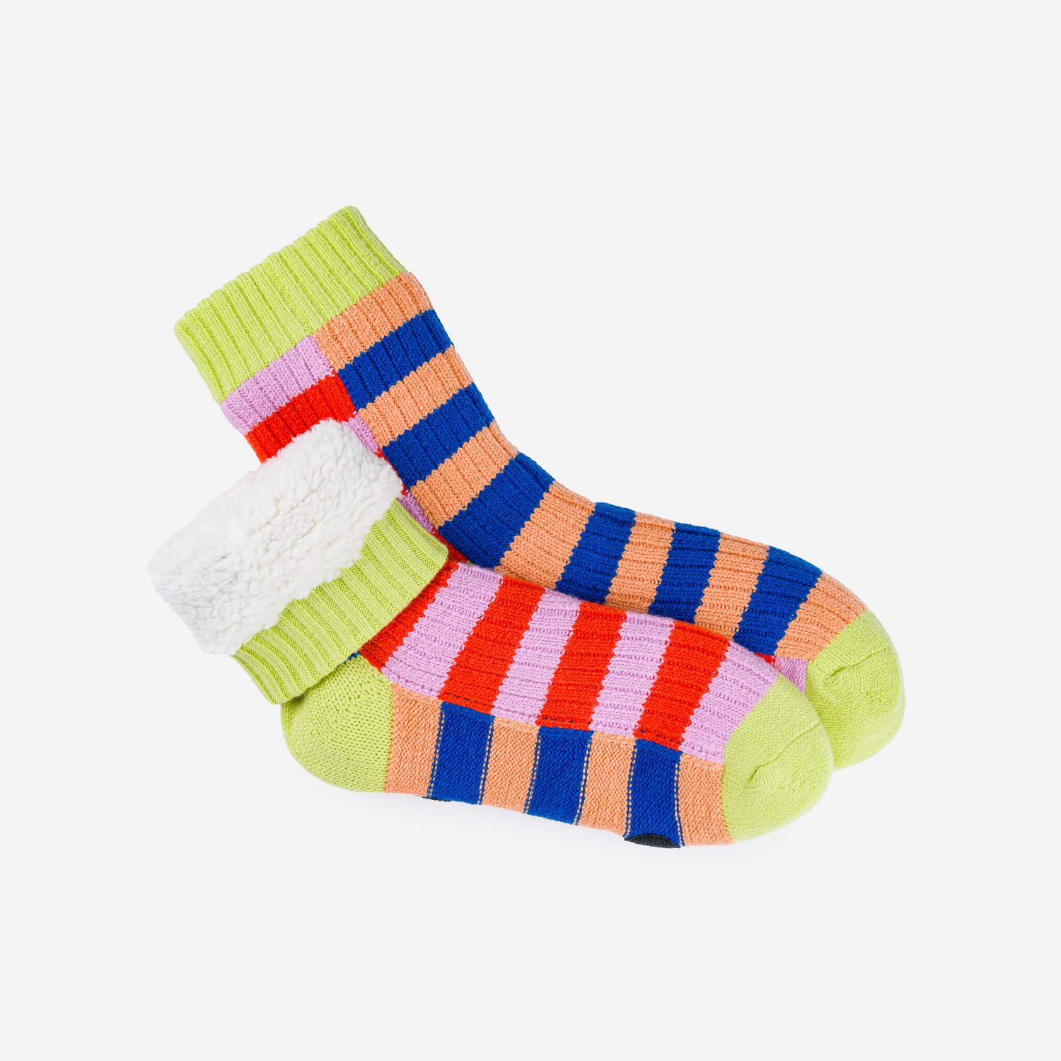 Super Stripe House Socks Peach Cobalt 