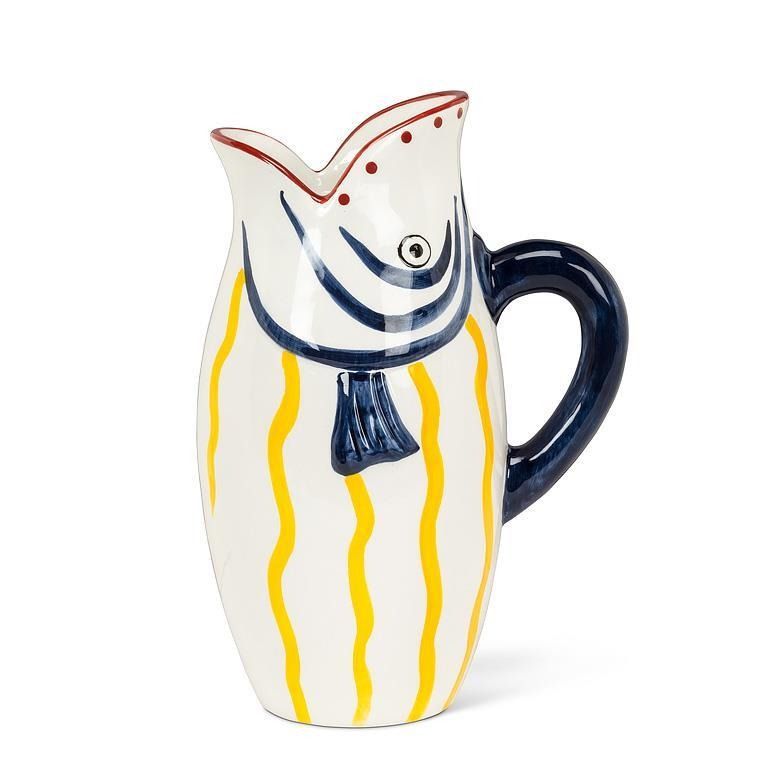 Yellow Stripe Fish Jug