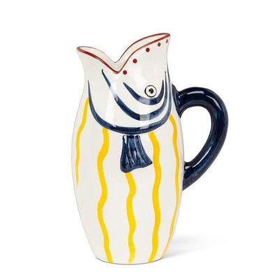 Yellow Stripe Fish Jug