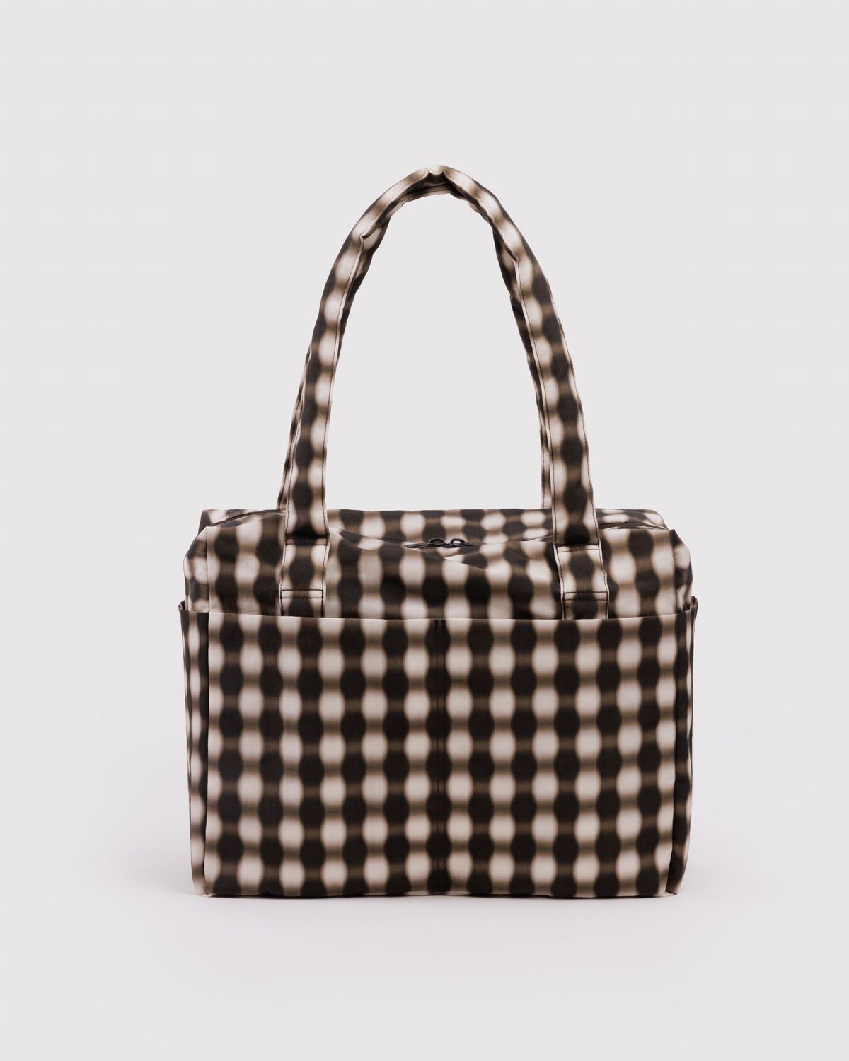 Baggu Small Cloud Carry-On Blurred Gingham Brown