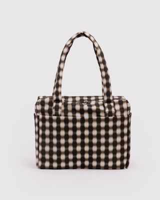 Baggu Small Cloud Carry-On Blurred Gingham Brown