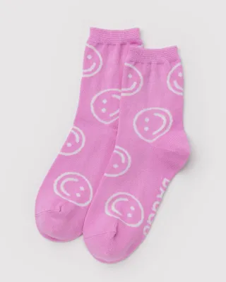 Baggu Crew Socks Pink Happy
