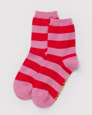 Baggu Crew Socks Pink Stripe
