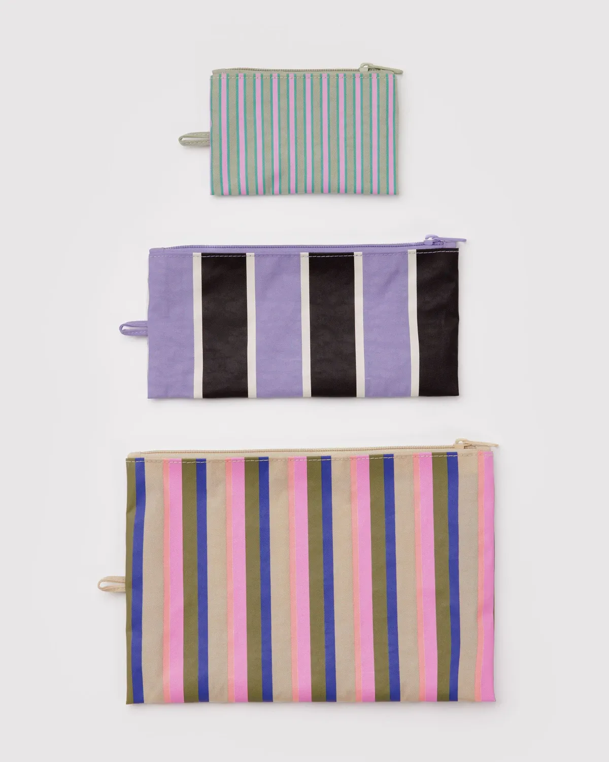 Baggu Flat Pouch Set Candy Shop Stripes
