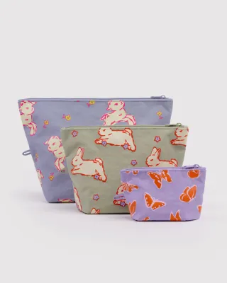 Baggu Go Pouch Set Spring Animals