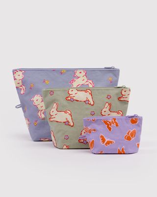 Baggu Go Pouch Set Spring Animals