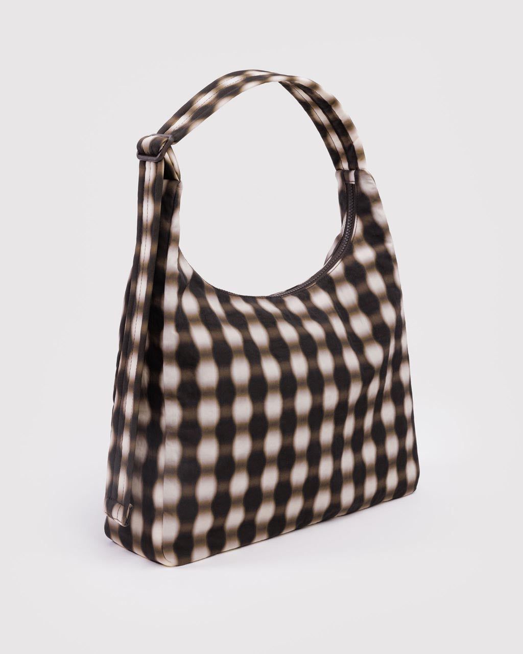 Baggu Nylon Shoulder Bag Blurred Gingham Brown