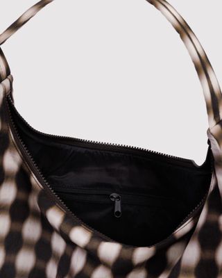 Baggu Nylon Shoulder Bag Blurred Gingham Brown