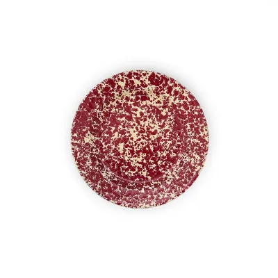 Splatter Flat Salad Plate Burgundy and Cream