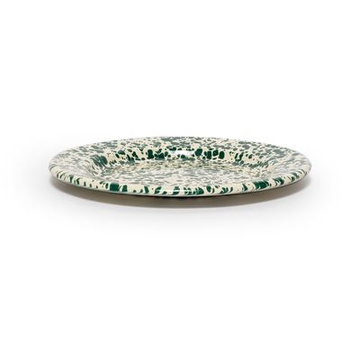 Splatter Flat Salad Plate Green and Cream