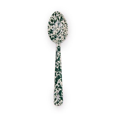 Splatter Large Slotted Spoon Green and Cream