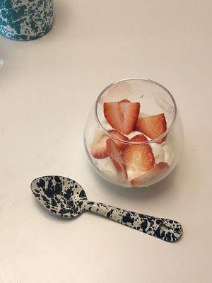 Splatter Small Spoon Navy and Cream