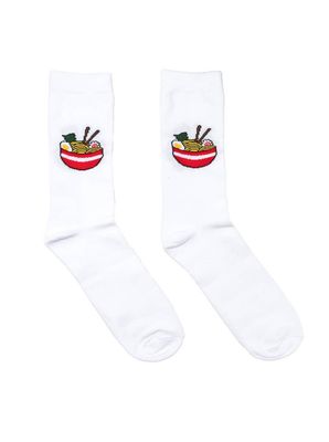 3D Crew Socks Ramen Noodles White