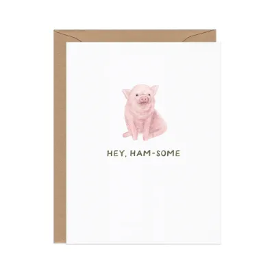 Hey Ham-Some — Funny Animal Pun Love / Anniversary Card