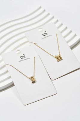 Gold Code of You Block Letter Initial Necklace