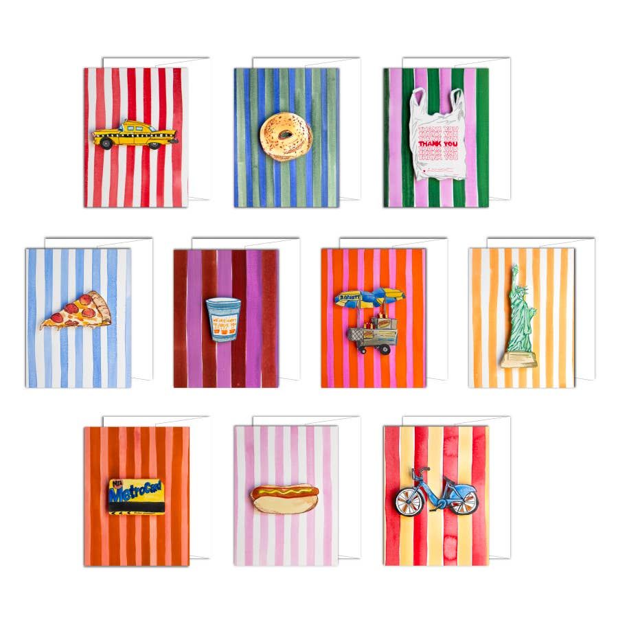 Pizza NYC Icons &amp; Stripes Collection Cards