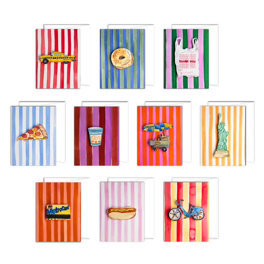 Takeout Bag NYC Icons &amp; Stripes Collection Cards