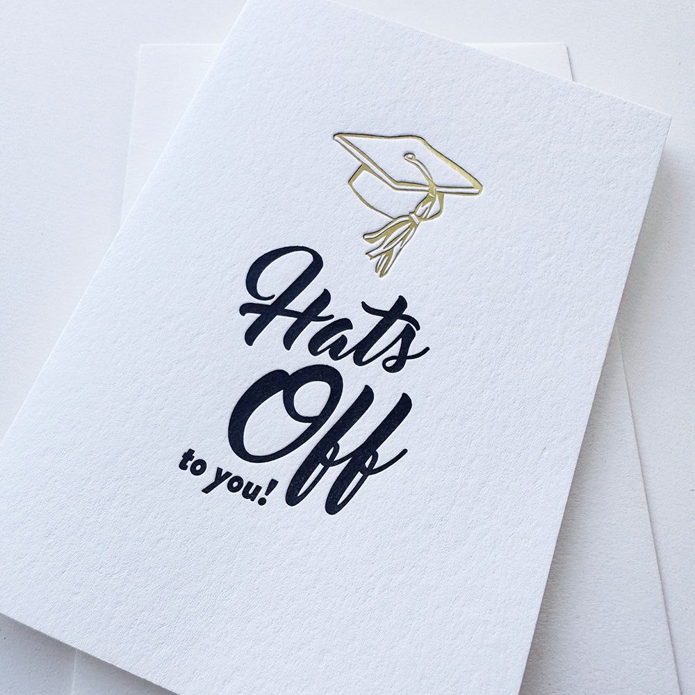 Hats Off Grad - Letterpress Graduation Congrats Card