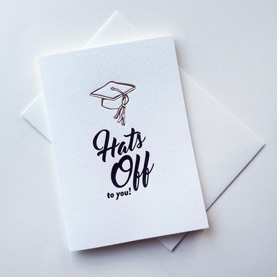 Hats Off Grad - Letterpress Graduation Congrats Card