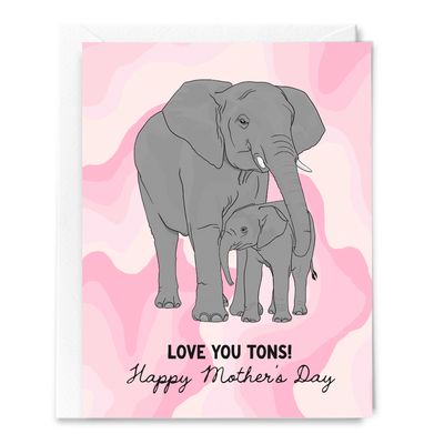 Love You Tons Elephant Mother's Day Card