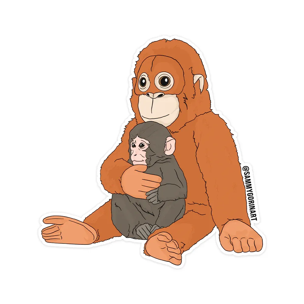 Punch the Monkey and His Plushie Sticker