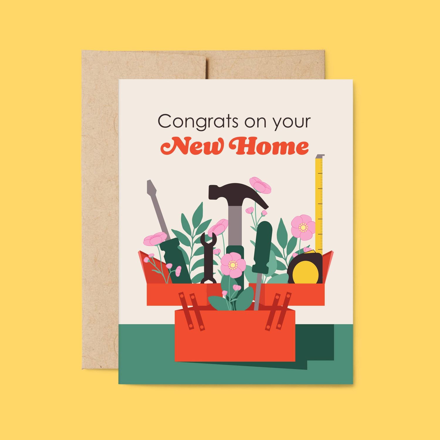 Floral Toolbox New Home - Modern Housewarming Congrats Card