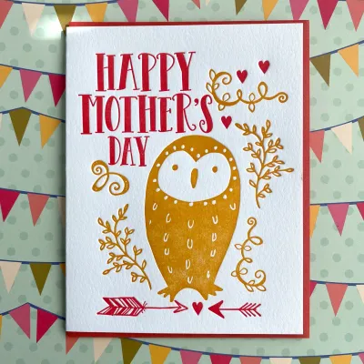 Mother's Day Owl - Letterpress Card