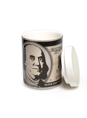 Money $100 Bill Ceramic Stash Box w/ Lid