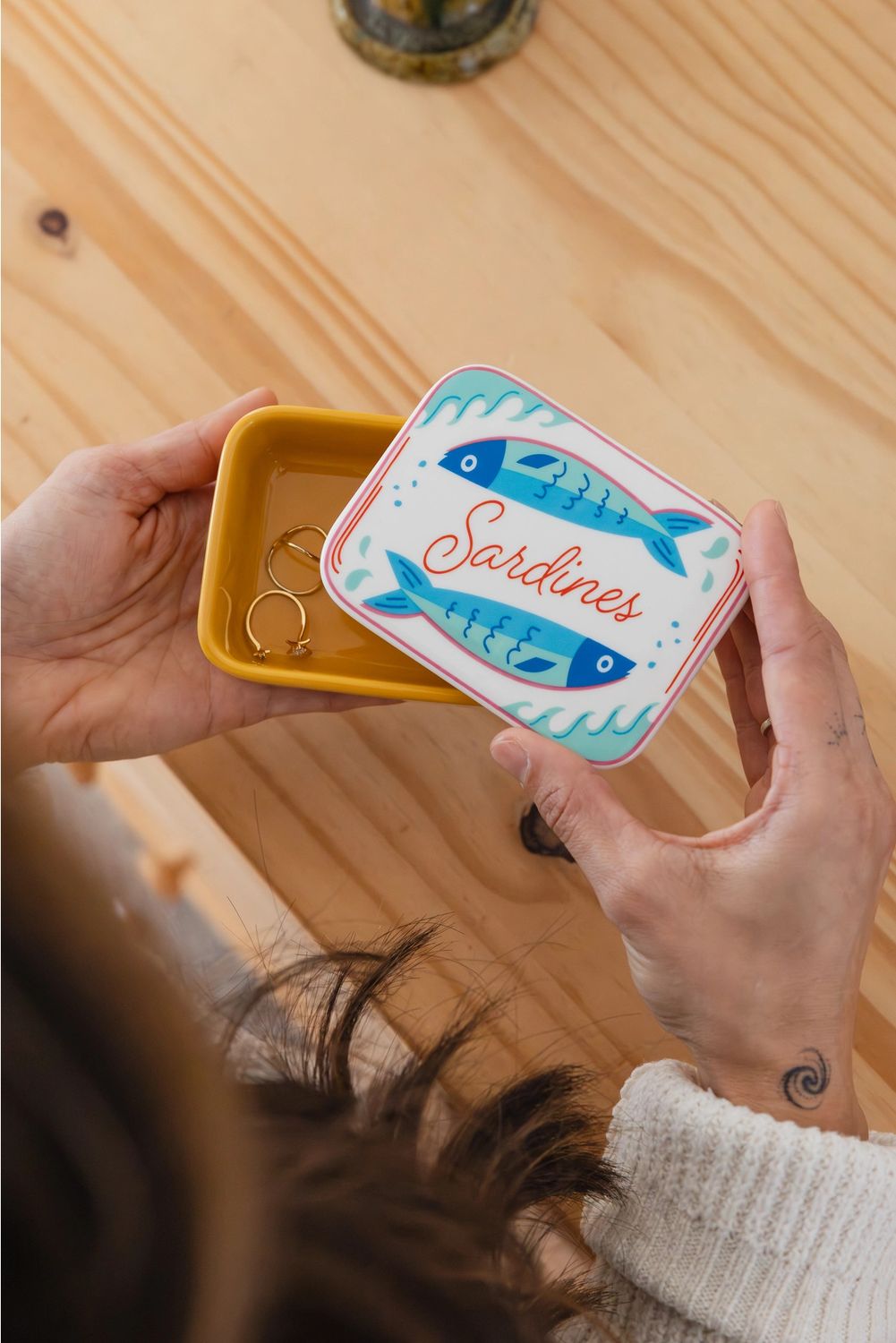 Sardine Can Ceramic Stash Box w/ Lid