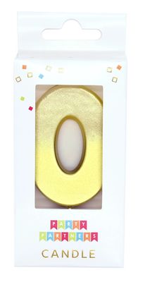 Number Candle Gold Ombre Metallic 0