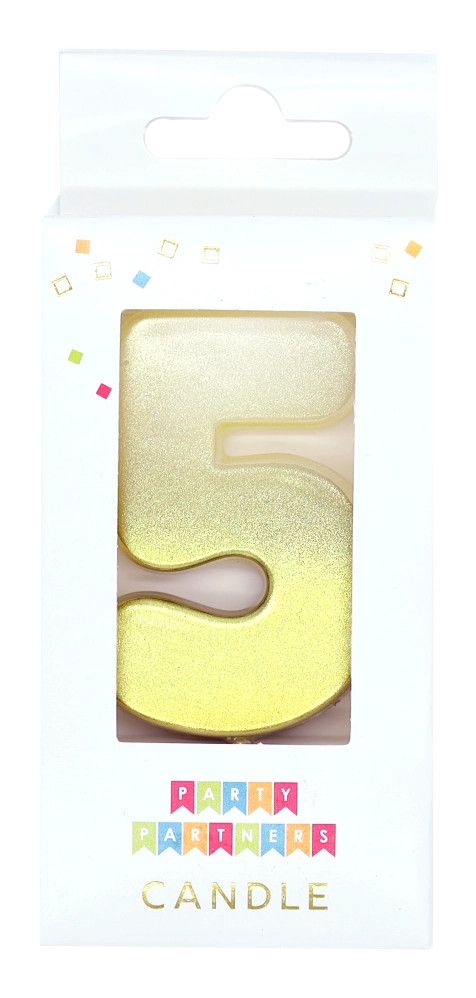 Number Candle Gold Ombre Metallic 5