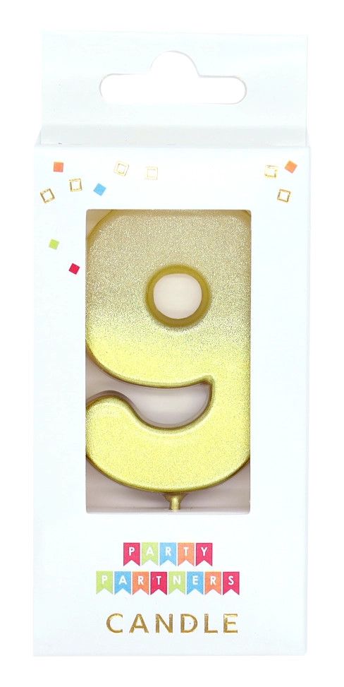 Number Candle Gold Ombre Metallic 9