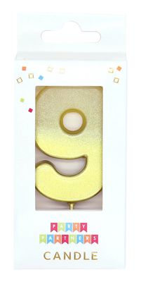 Number Candle Gold Ombre Metallic 9