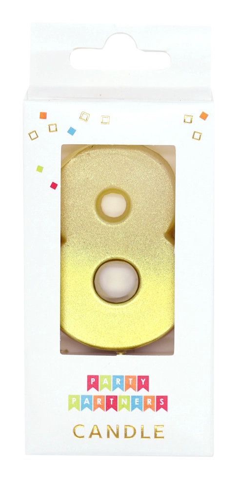 Number Candle Gold Ombre Metallic 8