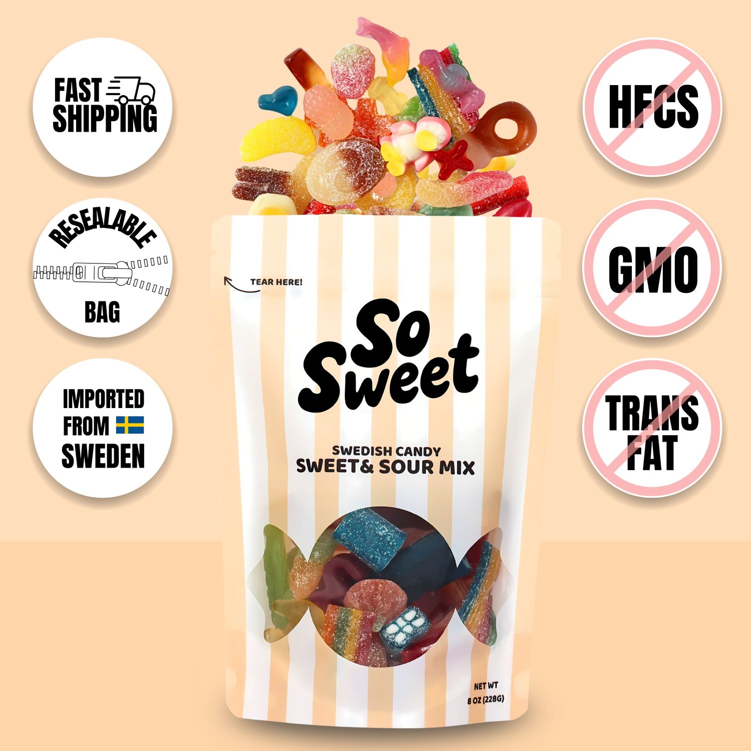 Swedish Candy Sweet &amp; Sour Mix (8 oz)
