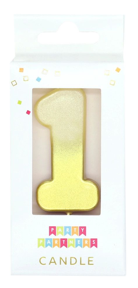 Number Candle Gold Ombre Metallic, Numbers: 1